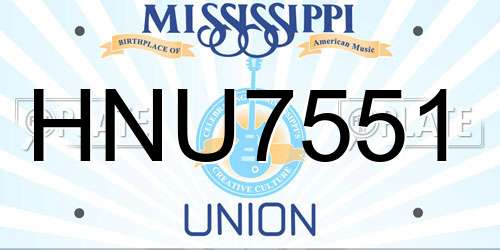 HNU7551 Mississippi License Plate