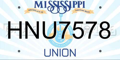 HNU7578 Mississippi License Plate