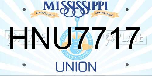 HNU7717 Mississippi License Plate