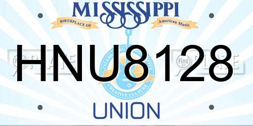 HNU8128 Mississippi License Plate