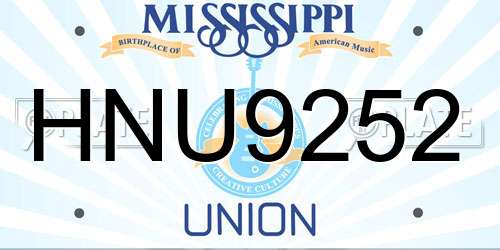 HNU9252 Mississippi License Plate