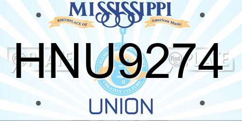 HNU9274 Mississippi License Plate
