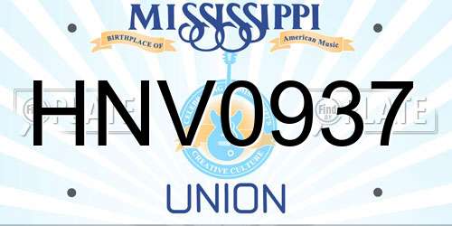 HNV0937 Mississippi License Plate