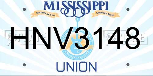HNV3148 Mississippi License Plate