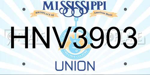 HNV3903 Mississippi License Plate