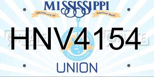 HNV4154 Mississippi License Plate
