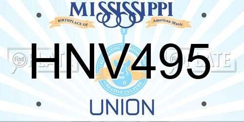 HNV495 Mississippi License Plate
