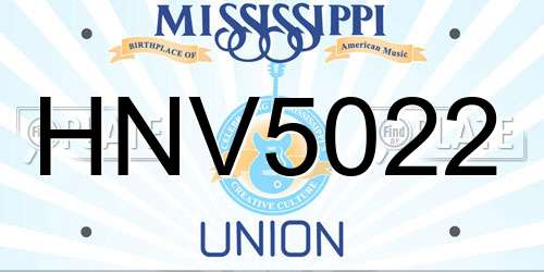 HNV5022 Mississippi License Plate