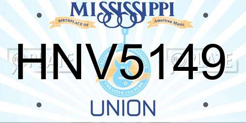 HNV5149 Mississippi License Plate