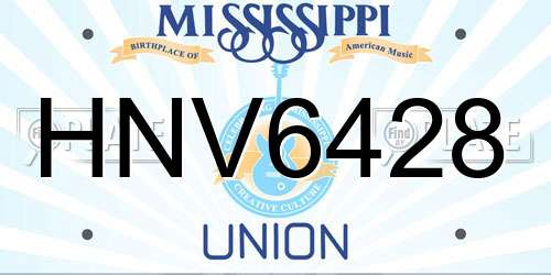HNV6428 Mississippi License Plate
