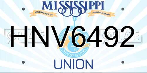 HNV6492 Mississippi License Plate