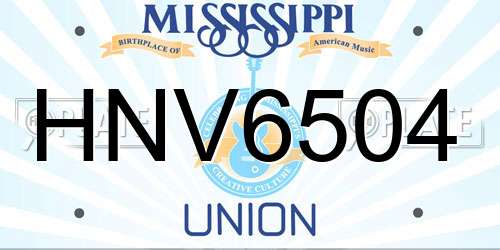 HNV6504 Mississippi License Plate