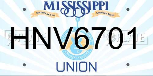HNV6701 Mississippi License Plate