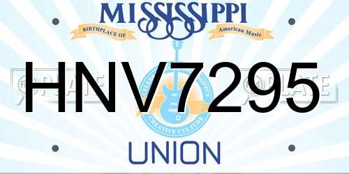 HNV7295 Mississippi License Plate