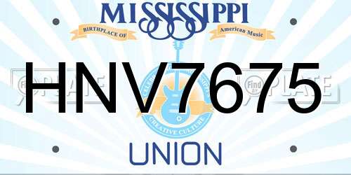 HNV7675 Mississippi License Plate