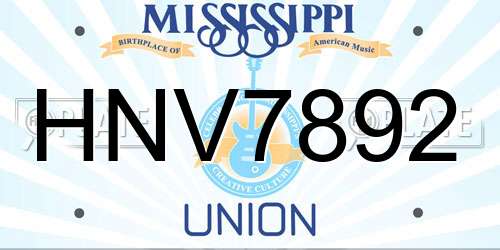 HNV7892 Mississippi License Plate