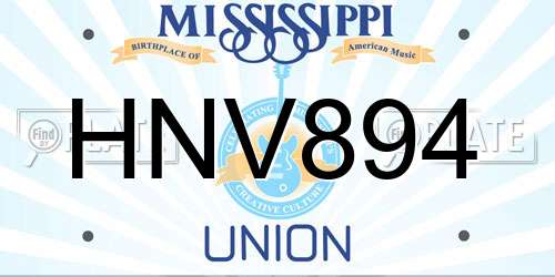 HNV894 Mississippi License Plate