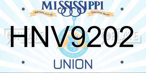 HNV9202 Mississippi License Plate