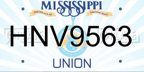 HNV9563 Mississippi License Plate
