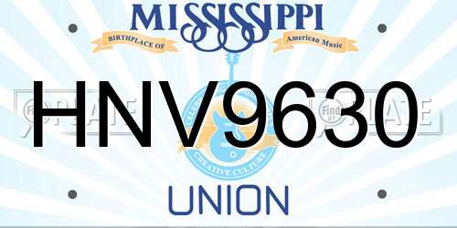 HNV9630 Mississippi License Plate