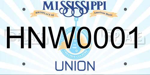 HNW0001 Mississippi License Plate