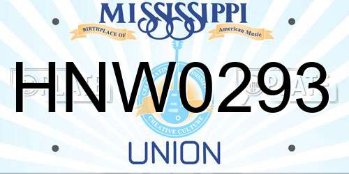 HNW0293 Mississippi License Plate