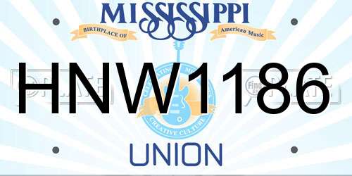 HNW1186 Mississippi License Plate