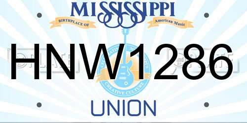 HNW1286 Mississippi License Plate