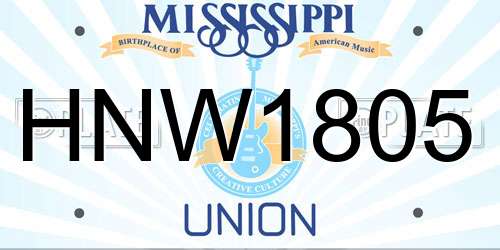 HNW1805 Mississippi License Plate