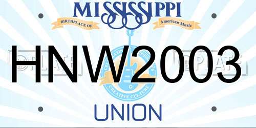 HNW2003 Mississippi License Plate