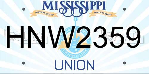 HNW2359 Mississippi License Plate
