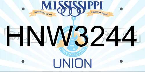 HNW3244 Mississippi License Plate