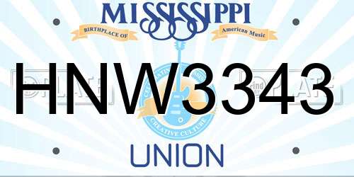 HNW3343 Mississippi License Plate