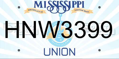 HNW3399 Mississippi License Plate