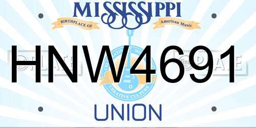HNW4691 Mississippi License Plate