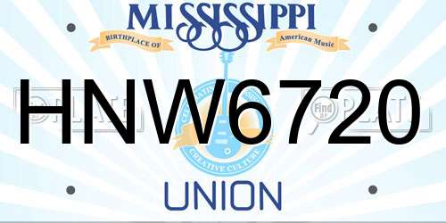 HNW6720 Mississippi License Plate