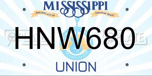 HNW680 Mississippi License Plate