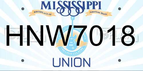 HNW7018 Mississippi License Plate