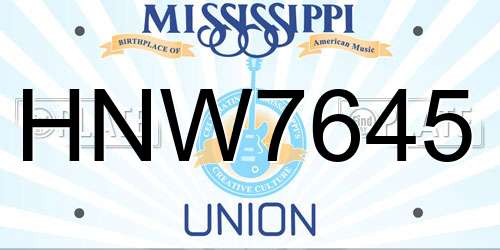 HNW7645 Mississippi License Plate