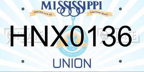 HNX0136 Mississippi License Plate