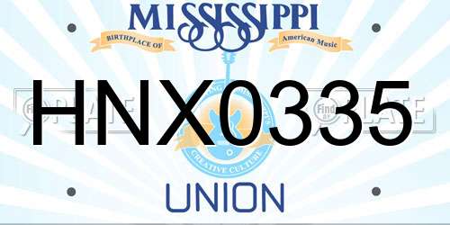 HNX0335 Mississippi License Plate