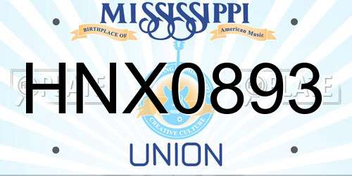 HNX0893 Mississippi License Plate