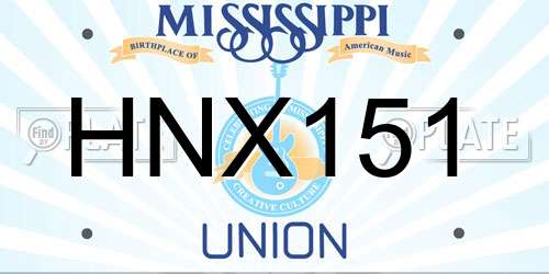 HNX151 Mississippi License Plate