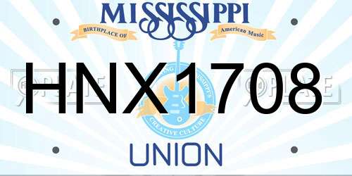HNX1708 Mississippi License Plate