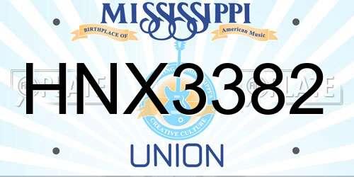 HNX3382 Mississippi License Plate