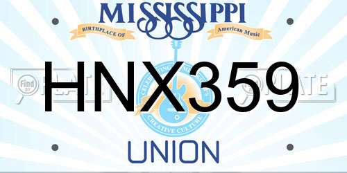 HNX359 Mississippi License Plate