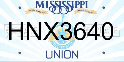 HNX3640 Mississippi License Plate