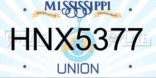 HNX5377 Mississippi License Plate