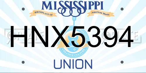 HNX5394 Mississippi License Plate