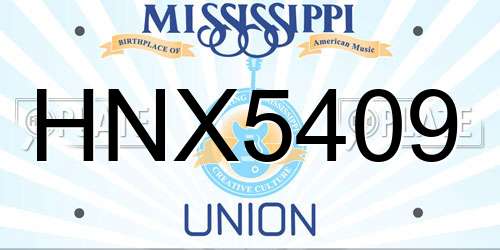 HNX5409 Mississippi License Plate